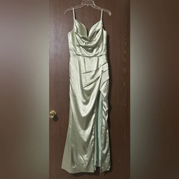 green emerald velvet dress Cowl Neck Sage Green Short Party Dress  Ohmollydress